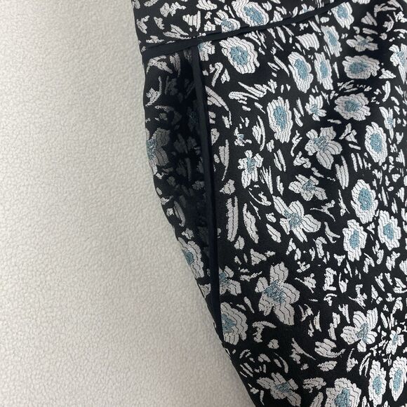 LOFT Mini Skirt Womens 12 Blue Floral Jacquard A-Line Pockets Workwear Casual - Picture 12 of 12
